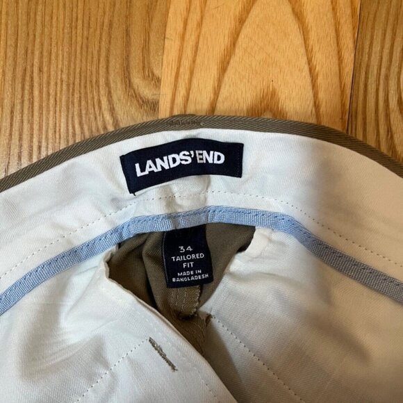 LAND'S END Men's Balsam Bark Flat Front Tailored Fit Chino Pants 34 X 34 - New - Picture 3 of 6